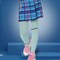 Kids Monster High Frankie Stein Costume Plaid Dress Sweater Jacket and Stitched Tights
